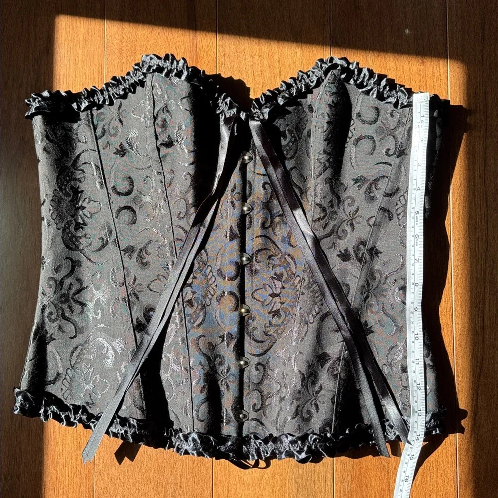 Black Strapless Brocade Corset Bustier - Picture 12 of 13